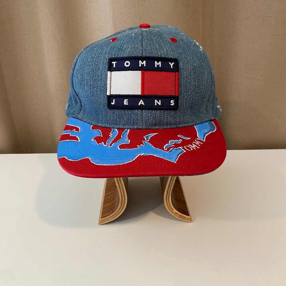 Vintage Tommy Hilfiger Jeans 90s Hat DIY Artistic Design One of a Kind Cap
